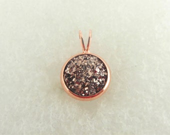 Cabochon Anhänger rosegold Faux Druzy rund 10mm,Hochzeitsschmuck,rosevergoldet