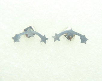 Stud earrings silver star stars stainless steel shiny,valentine's Day