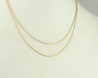 Kette Halskette Gold Layered Layering Mehrreihige Zwei Schicht Edelstahl