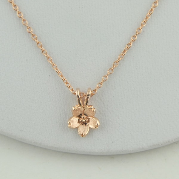 925 Kette Halskette Rosegold mit Anhänger Blume Blumen Blüte minimalist 7mm,Geschenk