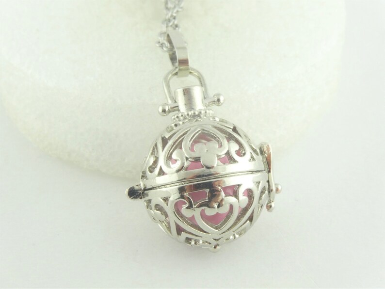 Collier chaîne argent Engelsrufer avec boule sonore rose acier inoxydable, horoscope, astrologie image 3