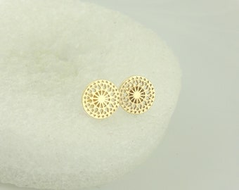 925 Sterling Silber Ohrstecker Ohrringe Gold Boho Ornamente minimalistisch rund 10mm