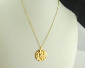 Necklace chain gold plate hammered 25 mm stainless steel