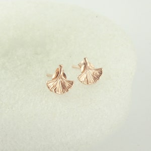 925 Ohrstecker Ohrringe Rosegold Ginkgoblatt minimalist 9mm,kleine Ohrringe Bild 5