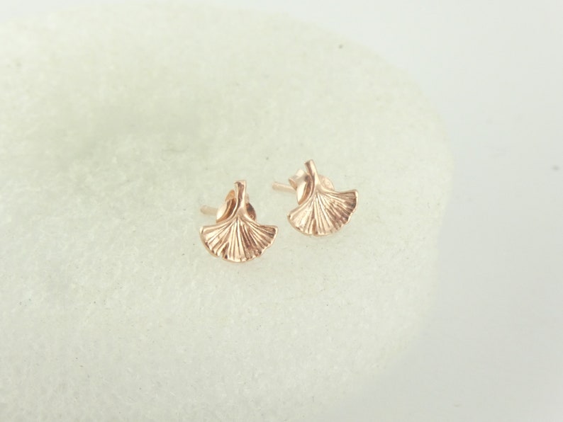 925 Ohrstecker Ohrringe Rosegold Ginkgoblatt minimalist 9mm,kleine Ohrringe Bild 5