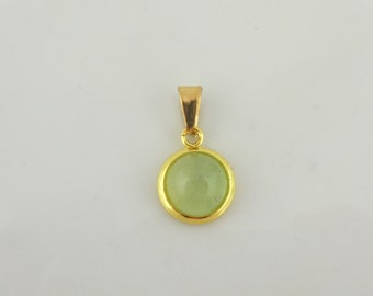 Cabochon Anhänger Gold Jade Grün Aventurin Stein rund mini 8mm Edelstahl