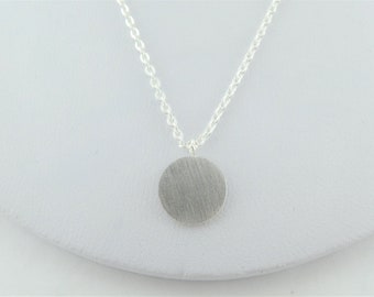 Collier chaîne argent avec pendentif plaque ronde minimaliste 10 mm acier inoxydable, chaîne fine