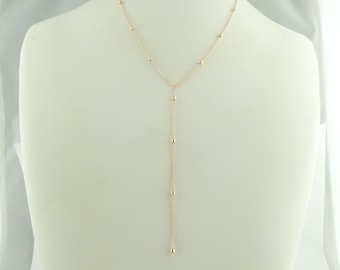 925 Sterling Silber Y Kette Halskette Rosegold minimalist Perlen