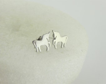 Oorbellen Oorbellen Zilver Unicorn 9 x 10 mm Minimalistisch Roestvrij Staal, Cadeau