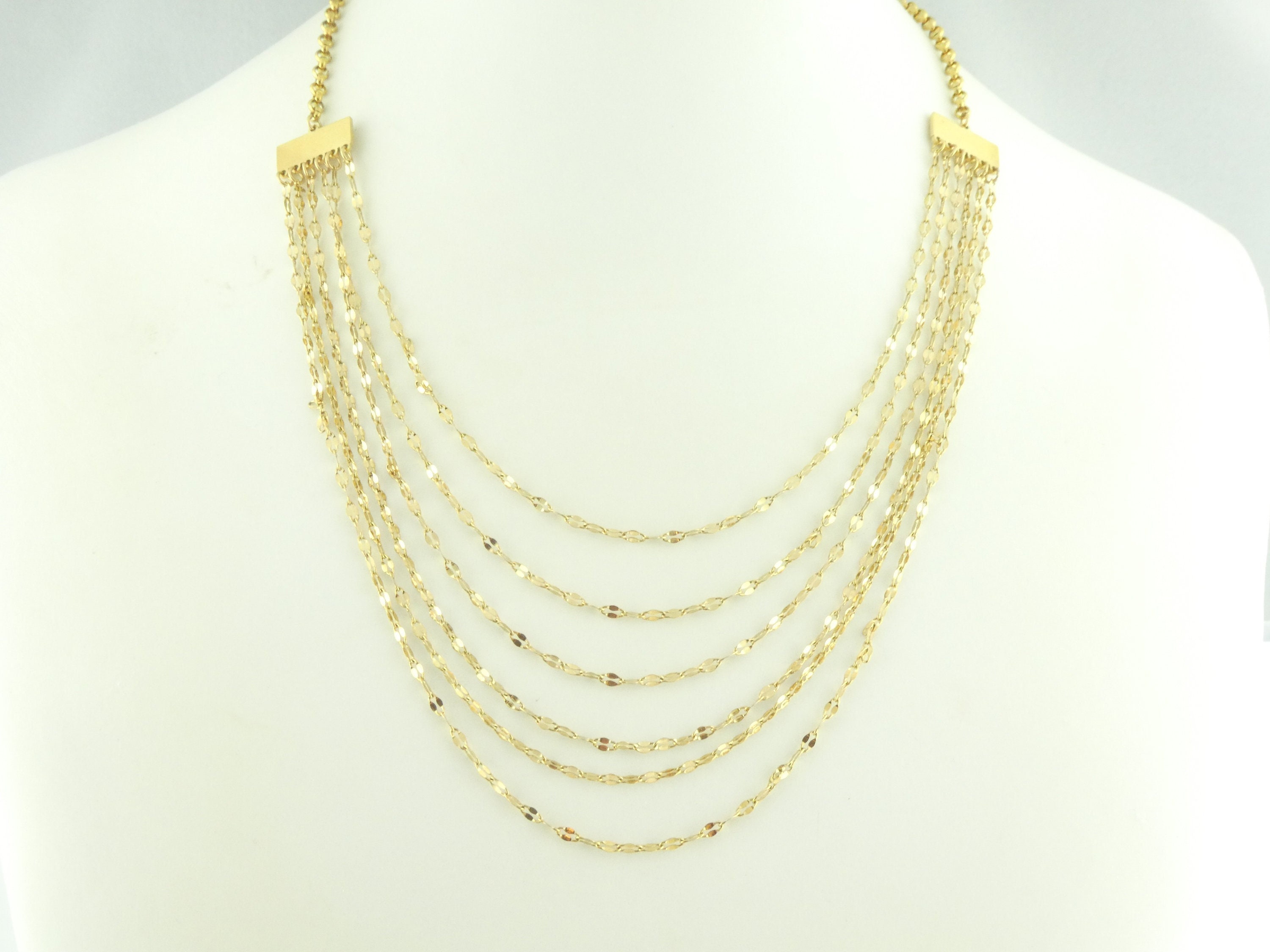 [Golden dew] 韓国☆18K Gold☆Liang Wave Necklace 18K YELLOW GOLD CHAIN WAVY TIGER EYE LINKS 2.8mm, 0.11