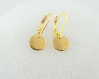 Earrings gold plate point circle minimalistic round 8mm stainless steel