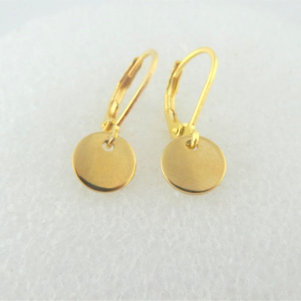 Ohrringe Ohrhänger Gold Plättchen minimalistisch rund 8mm Edelstahl,Hänger gold