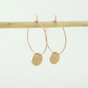 Hoop earrings rose gold with pendant plate minimalist 20mm stainless steel