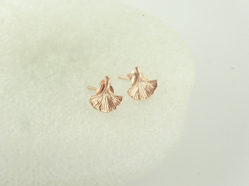 925 Ohrstecker Ohrringe Rosegold Ginkgoblatt minimalist 9mm,kleine Ohrringe Bild 3