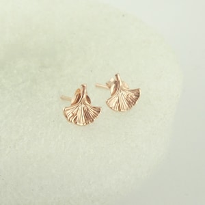 925 Ohrstecker Ohrringe Rosegold Ginkgoblatt minimalist 9mm,kleine Ohrringe Bild 4