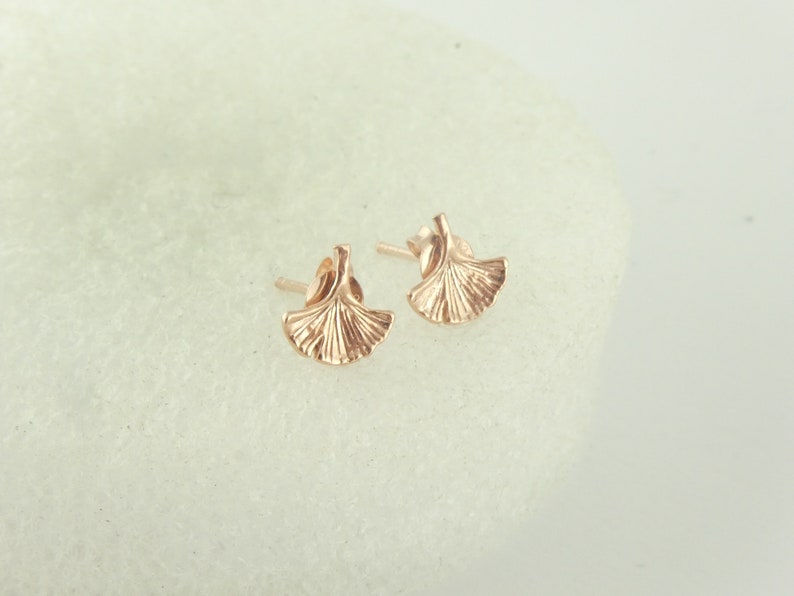 925 Ohrstecker Ohrringe Rosegold Ginkgoblatt minimalist 9mm,kleine Ohrringe Bild 4