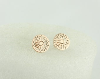 Stud earrings rose gold boho ornaments minimalist round 10mm stainless steel