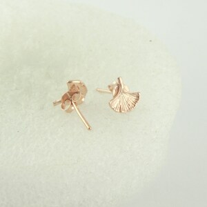 925 Ohrstecker Ohrringe Rosegold Ginkgoblatt minimalist 9mm,kleine Ohrringe Bild 6