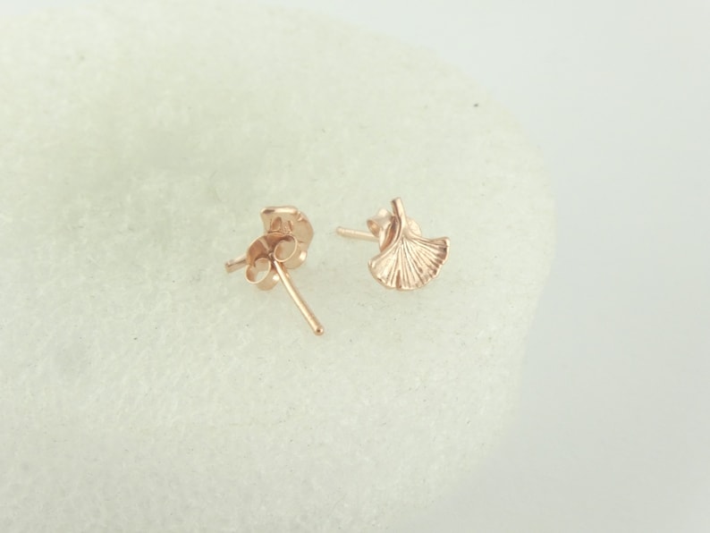 925 Ohrstecker Ohrringe Rosegold Ginkgoblatt minimalist 9mm,kleine Ohrringe Bild 6