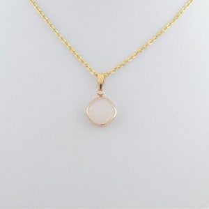 Chain necklace gold white opal square crystal stainless steel