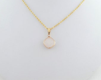 Chain necklace gold white opal square crystal stainless steel