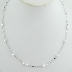 925 chain necklace silver white pearl chain link chain