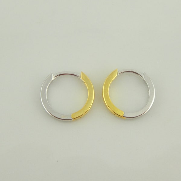 925 Sterling Silber Creolen Ohrringe Gold Silber Bicolor rund minimalistisch 12mm