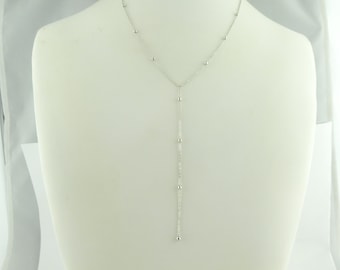 925 Sterling Silver Y Chain Necklace Silver Minimalist Beads