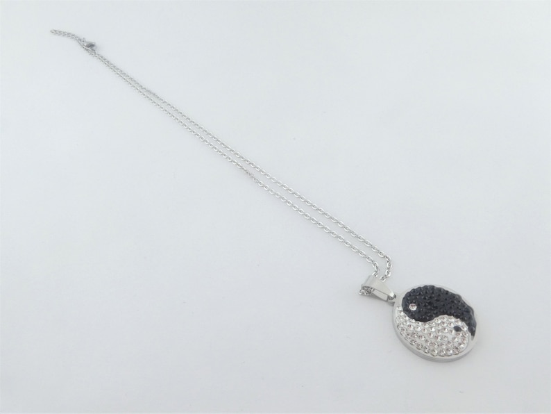 chain silver yin yang stainless steel,necklace yin yang,necklace silver 50cm,chain yin yang,yin yang chain,zirconia necklace,chain silver