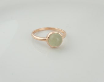 925 Sterling Silver Ring Rose Gold Green Aventurine Stone Round Thin Minimalist Gift