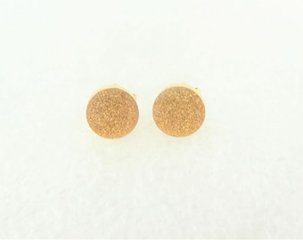 Stud earrings gold plate dot circle round minimalistic frosted 6mm stainless steel