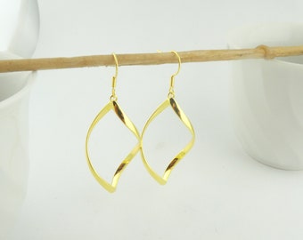 Boucles d'oreilles en argent sterling 925 avec gouttes d'or, cadeau pour petite amie