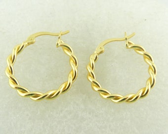 925 Creolen Ohrringe Gold gedreht Twist rund minimalistisch 20mm,Geschenk