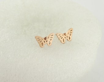 Ohrstecker Ohrringe Rosegold Schmetterling minimalistisch 7x10mm Edelstahl