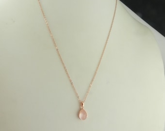925 chain necklace rose gold pink rose quartz drops
