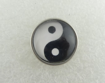 Druckknopf Chunk Metall Yin Yang Schwarz Weiss,austauschbar,Ring,Armband