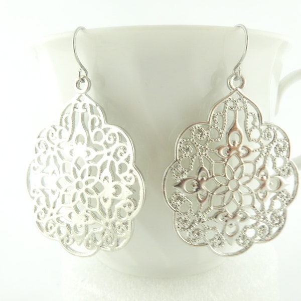 Earrings silver boho ornaments stainless steel earwires