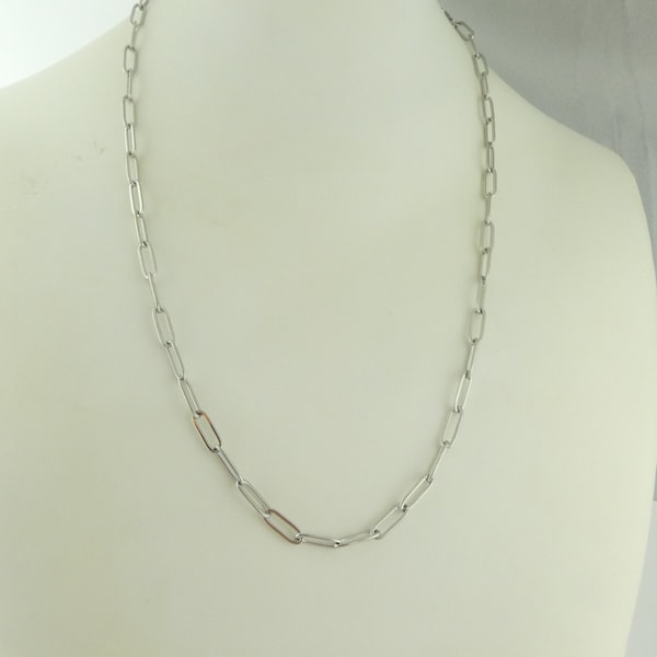 Link chain large link coarse link chain necklace silver 55 cm stainless steel