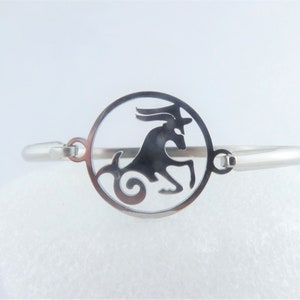 Bangle silver zodiac sign Capricorn stainless steel,birthday gift