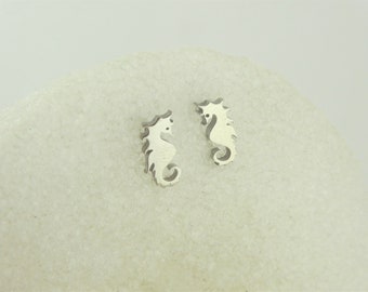 Stud Earrings Silver Seahorse Minimalist Stainless Steel,gift friend,sister