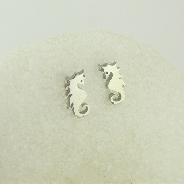 Stud Earrings Silver Seahorse Minimalist Stainless Steel,gift friend,sister