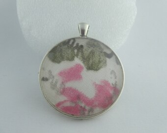 Cabochon Anhänger Silber-Rosa-Weiss-Grün rund Statement 40mm,Geschenk