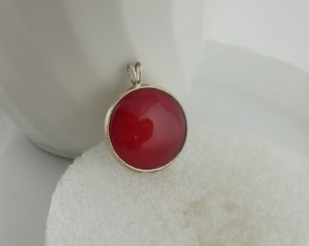 Cabochon Anhänger Silber Rot rund 20mm,Geschenk