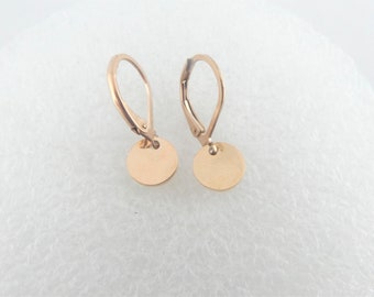 Earrings hanger rose gold plate point circle round 8mm stainless steel leverback