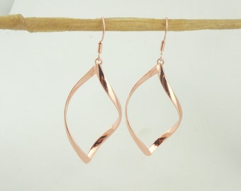 925 sterling silver earrings rose gold drops, gift girlfriend