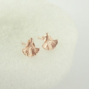 925 Ohrstecker Ohrringe Rosegold Ginkgoblatt minimalist 9mm,kleine Ohrringe Bild 2