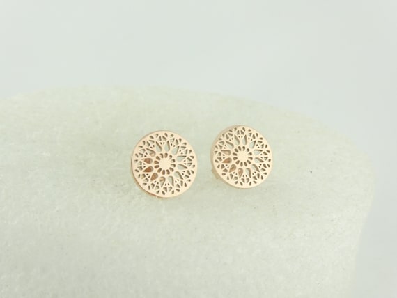 Ohrstecker Ohrringe Rosegold Boho Ornamente 10mm Edelstahl