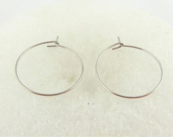Hoop earrings silver thin minimalist 20mm stainless steel,gift sister,friend