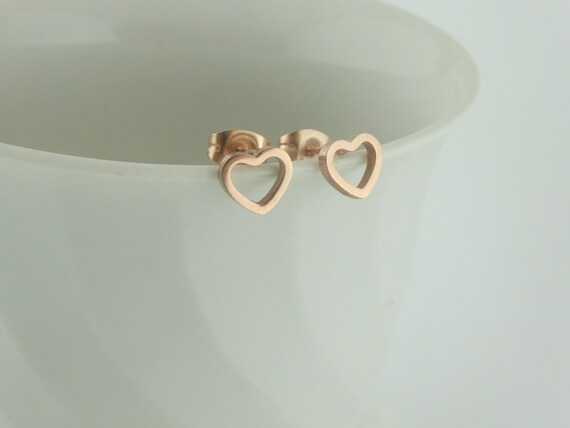 Paire De Boucles D'Oreilles Clous Cœur Filigrané Or Rosé - Neuf Avec étiquettes