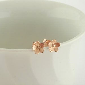 925 stud earrings rose gold flower flowers blossom minimalist 7mm,gift,mini stud